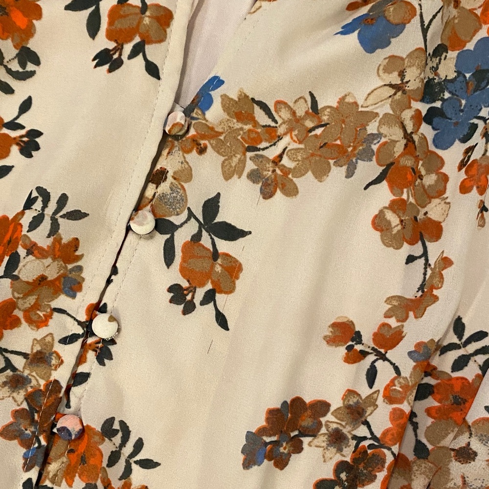Vici Cream Floral Blouse with Blue and Orange Accents - Picture 8 of 9